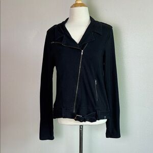 KILL CITY Medium Black Modal Blend Knit Moto Jacket Goth Bikercore Grunge Emo